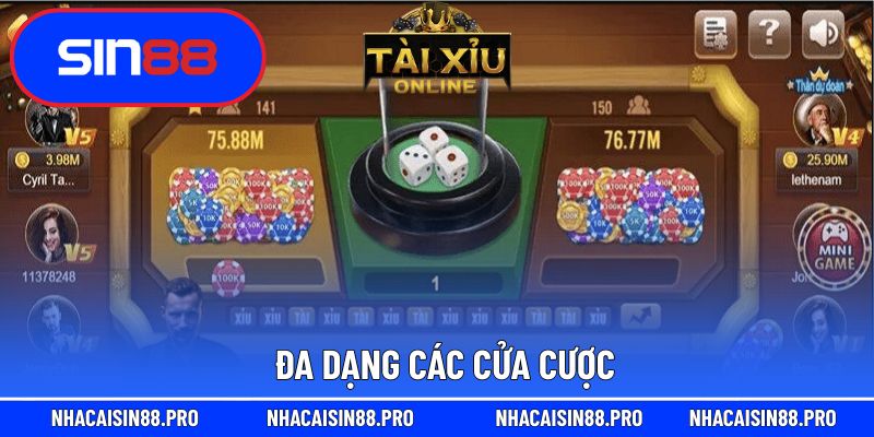 Đa dạng các cửa cược